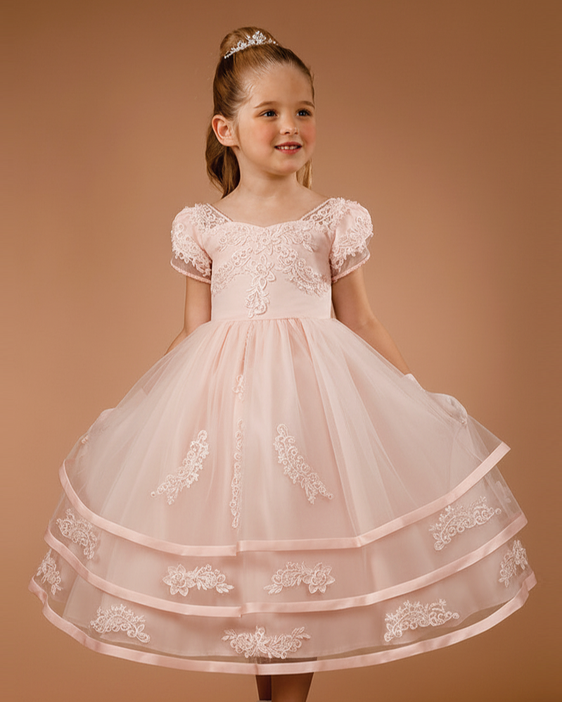 Caroline Pink Satin + Organza Formal Dress