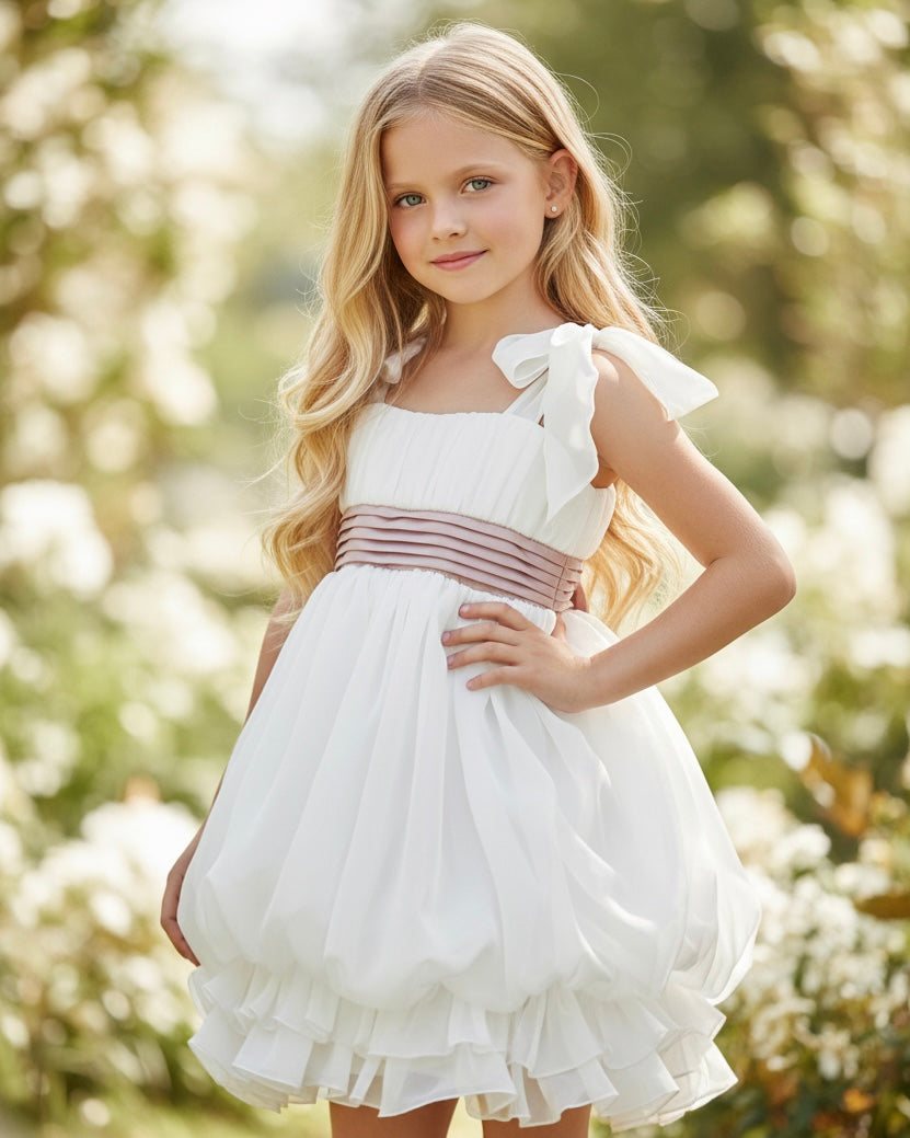 Organza Self-Tie Bubble Party Dress
