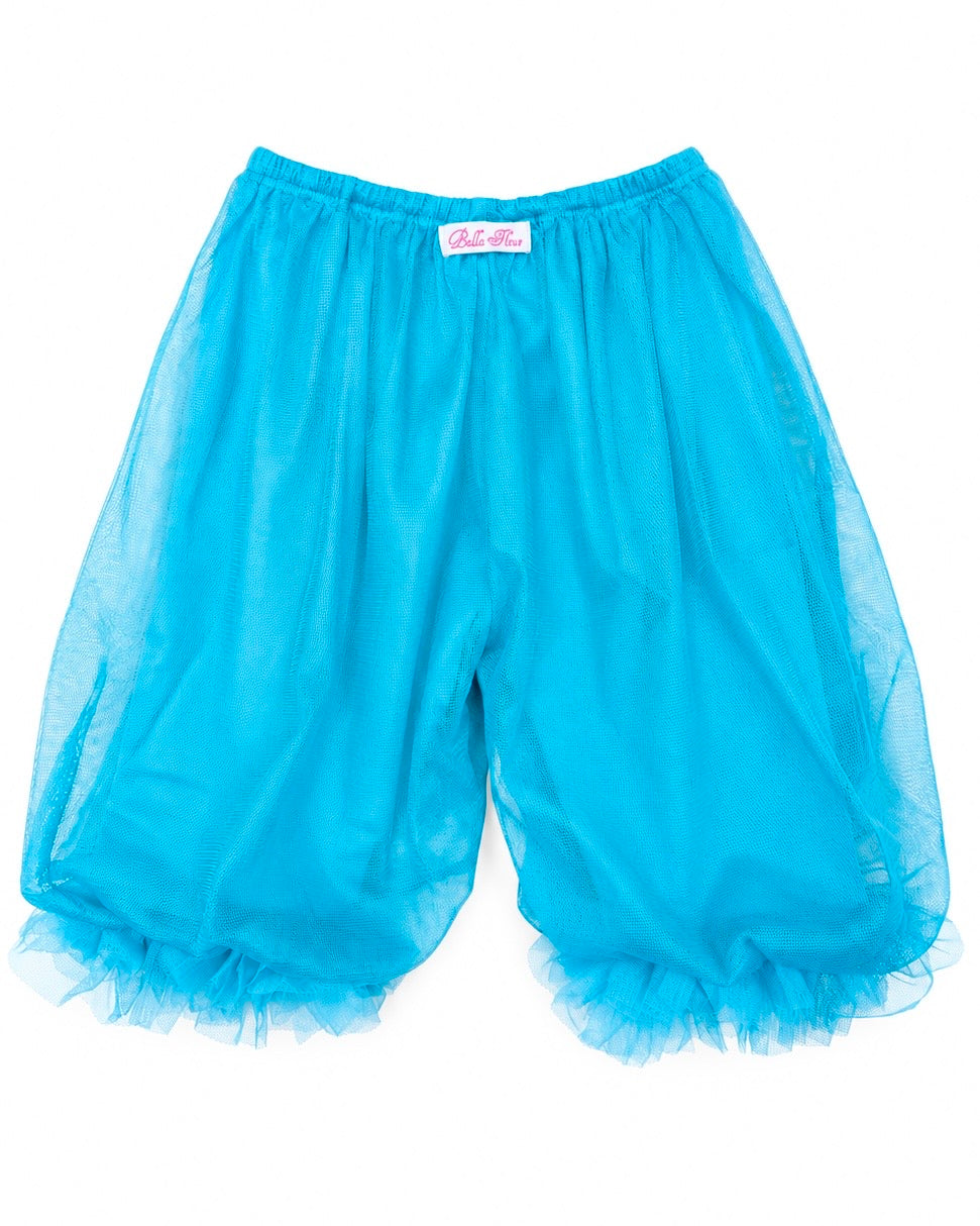 Toddler Girls’ Cotton Balloon Capri Pants with Tulle Overlay - Aqua Blue
