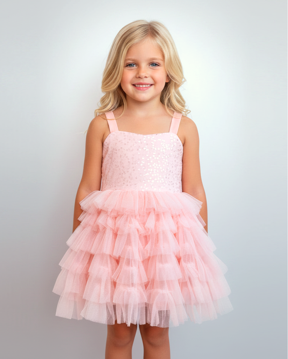 Allison Cotton Sequin Top with Tulle Dress