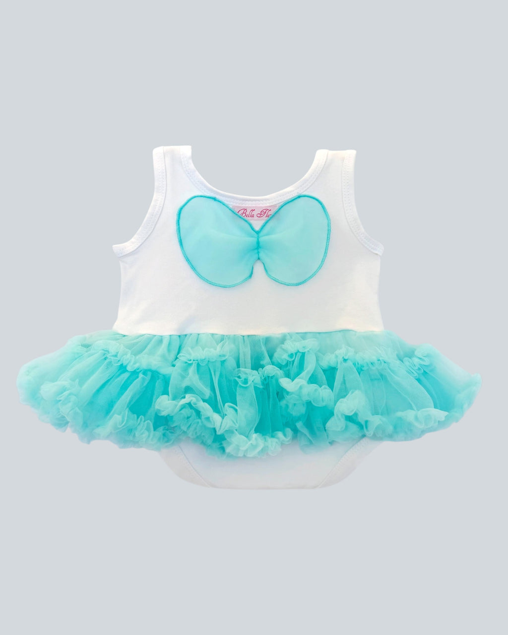 Baby Angel Wing Cotton Onesie Tutu Dress - Aqua Blue