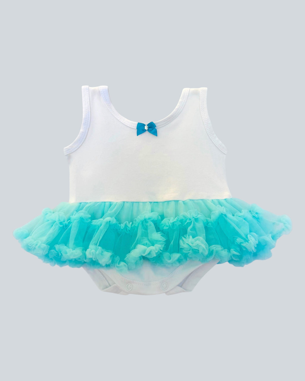 Baby Angel Wing Cotton Onesie Tutu Dress - Aqua Blue