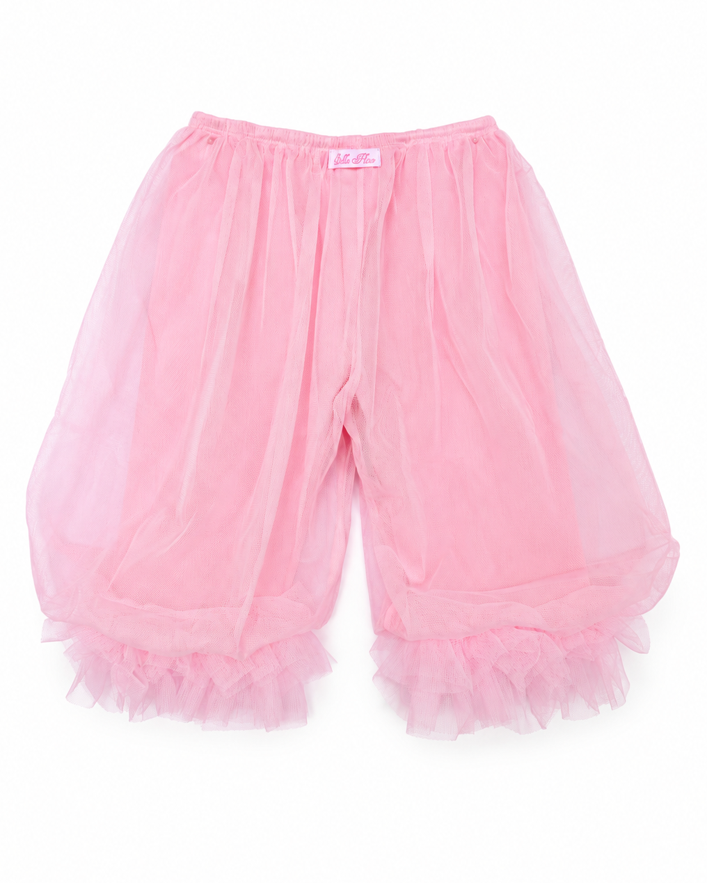 Toddler Girls’ Cotton Balloon Capri Pants with Tulle Overlay - Pink
