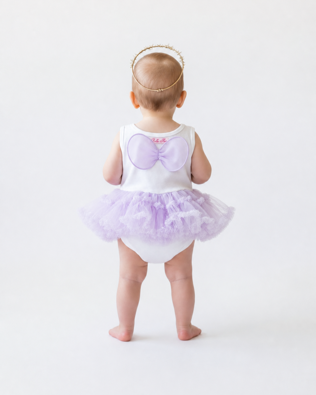 Baby Angel Wing Cotton Onesie Tutu Dress - Lavender