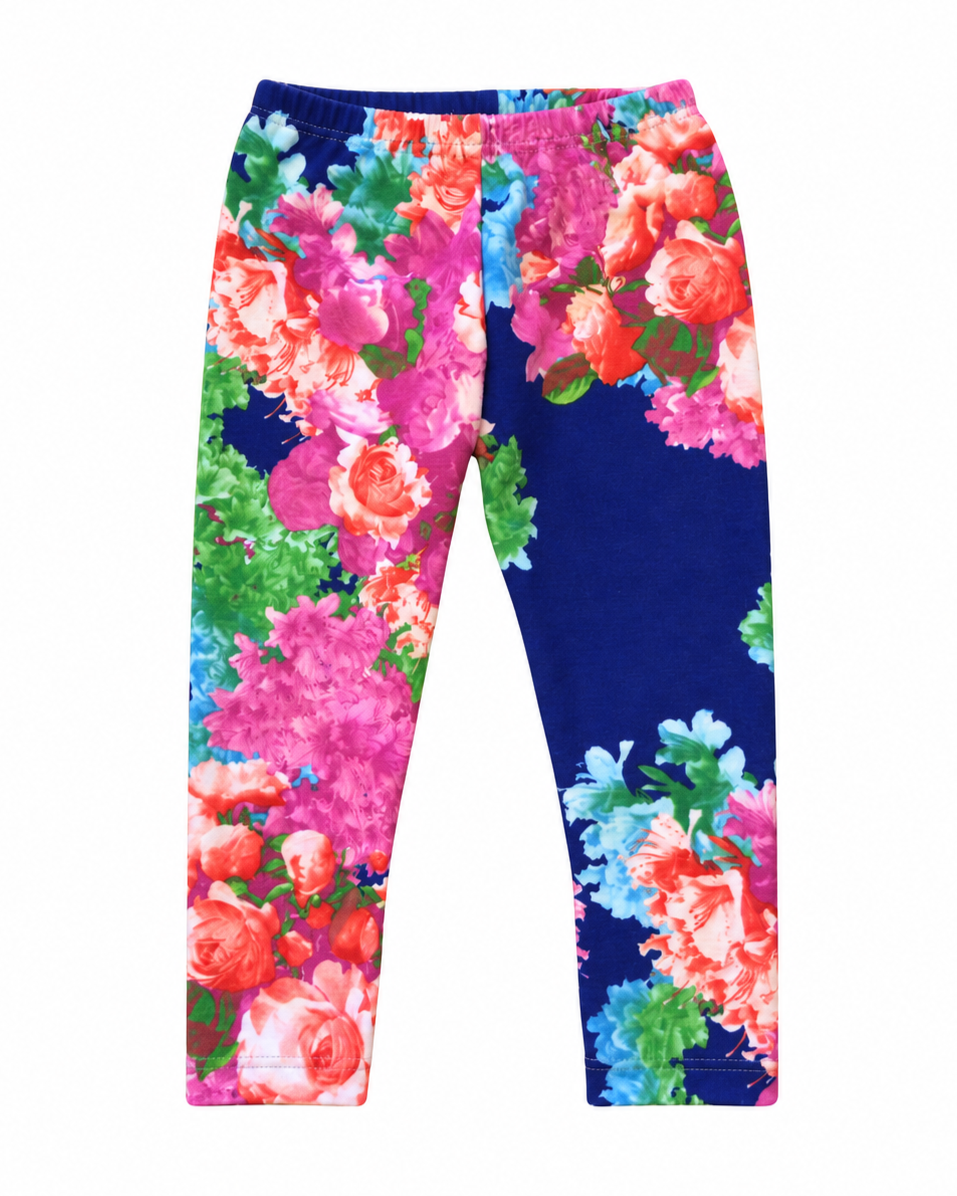 Toddler Girls' Floral Royal Blue Leggings