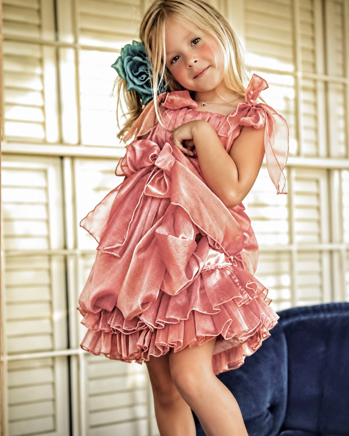 Organza Self-Tie Bubble Party Dress