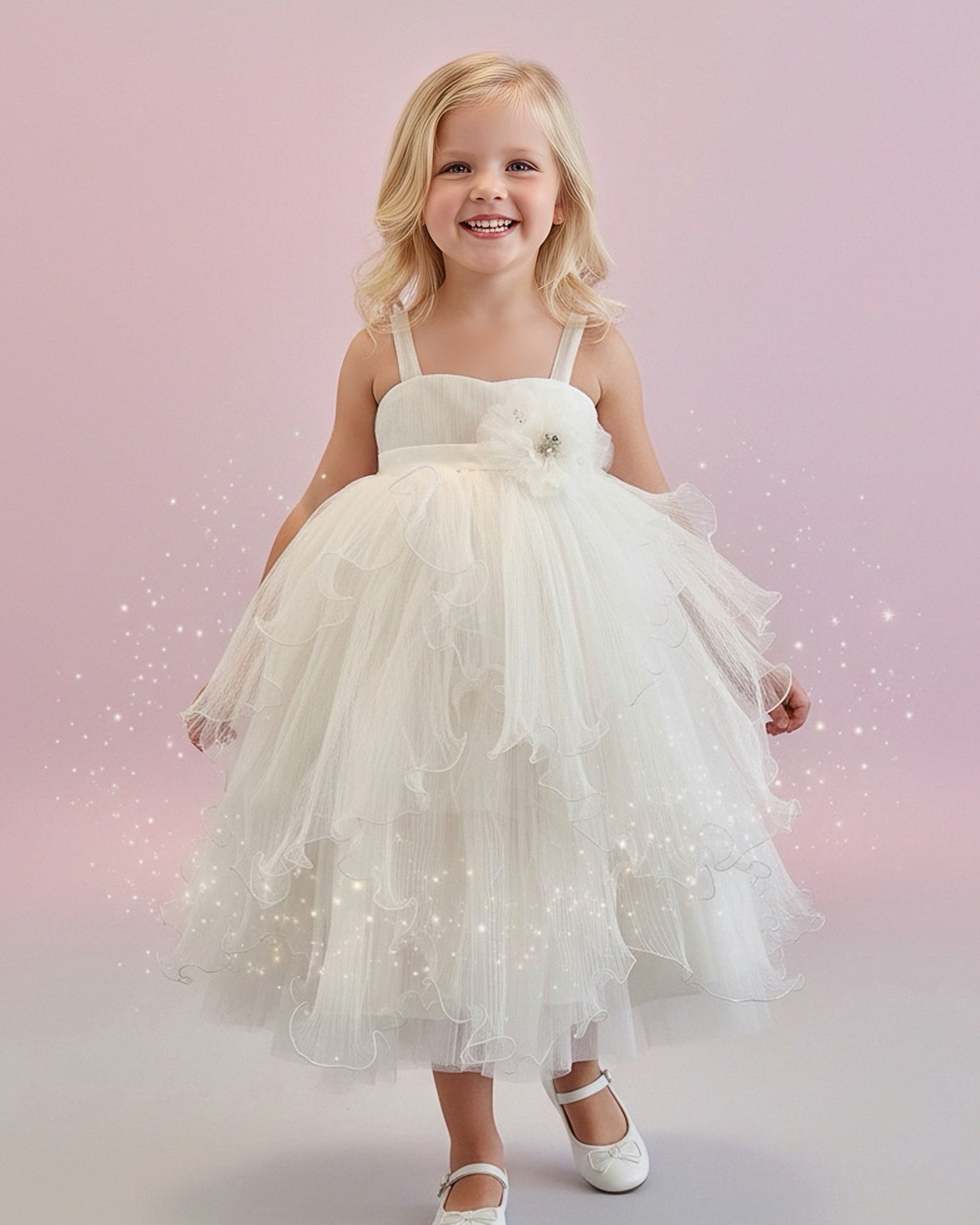 Mini Gigi Pleated Tulle Fairy Dress with Empire Waist