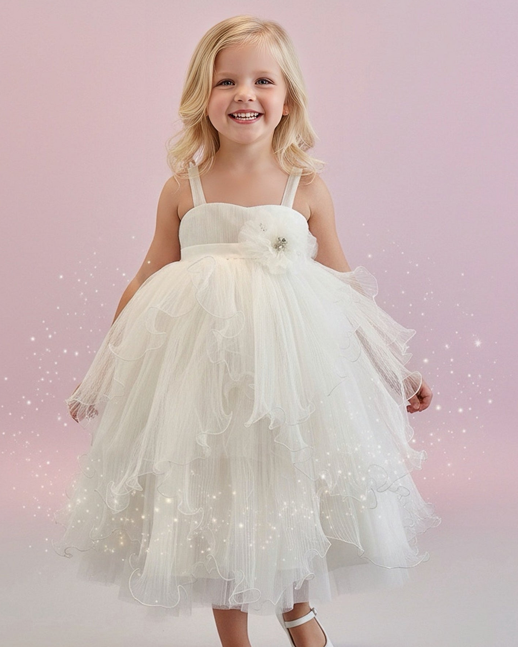 Mini Gigi Pleated Tulle Fairy Dress with Empire Waist