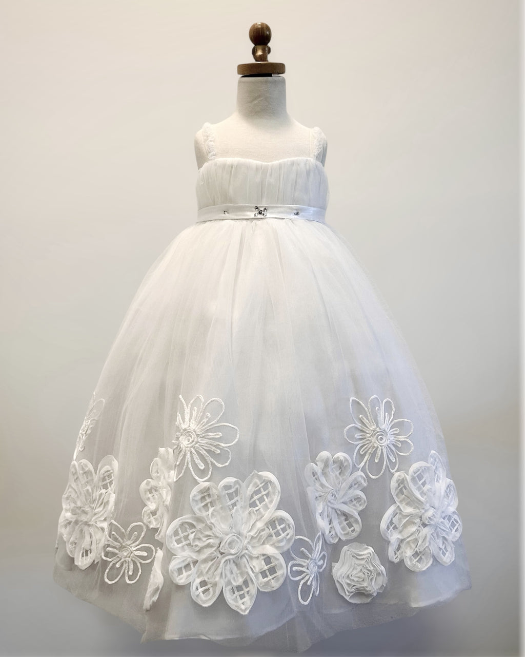 Soft Tulle Floral Embroidered Empire Waist Dress
