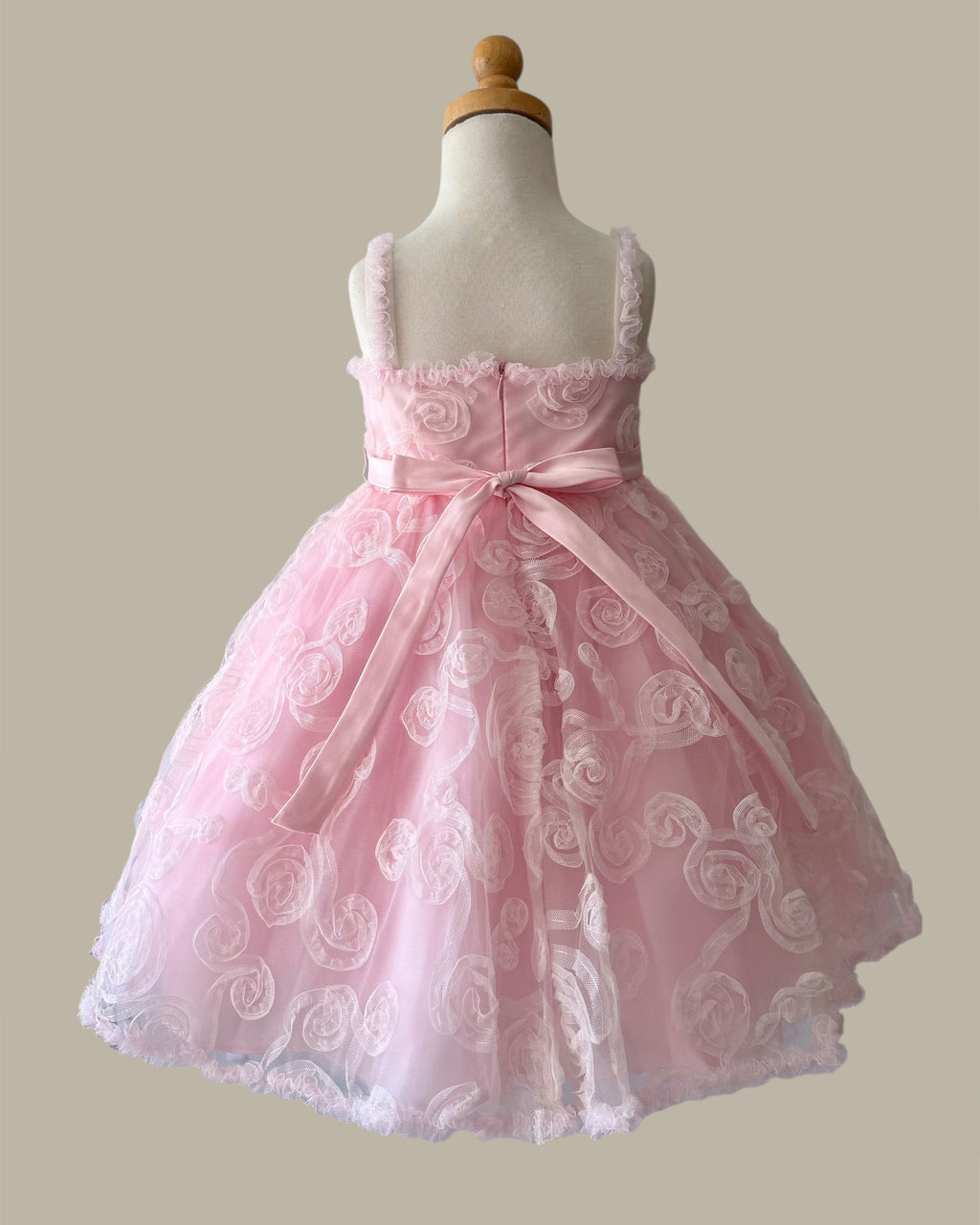 Allover Swirl Tulle Party Dress with Matching Bolero Jacket - Pink