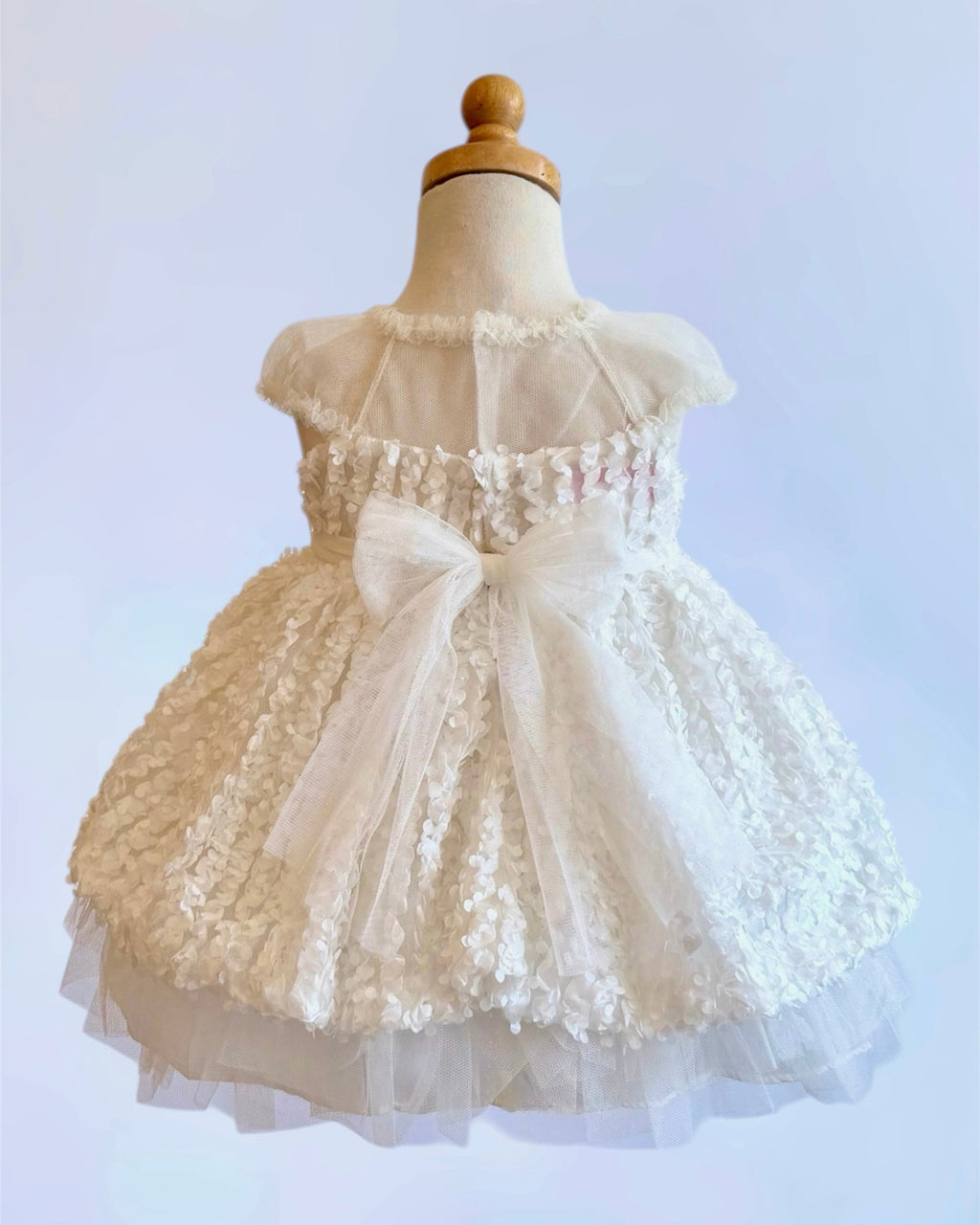 Baby 3D Petal Tulle Party Dress - White & Ivory