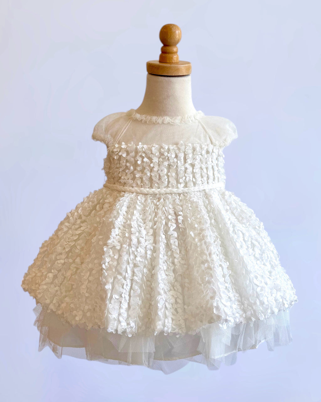 Baby 3D Petal Tulle Party Dress - White & Ivory