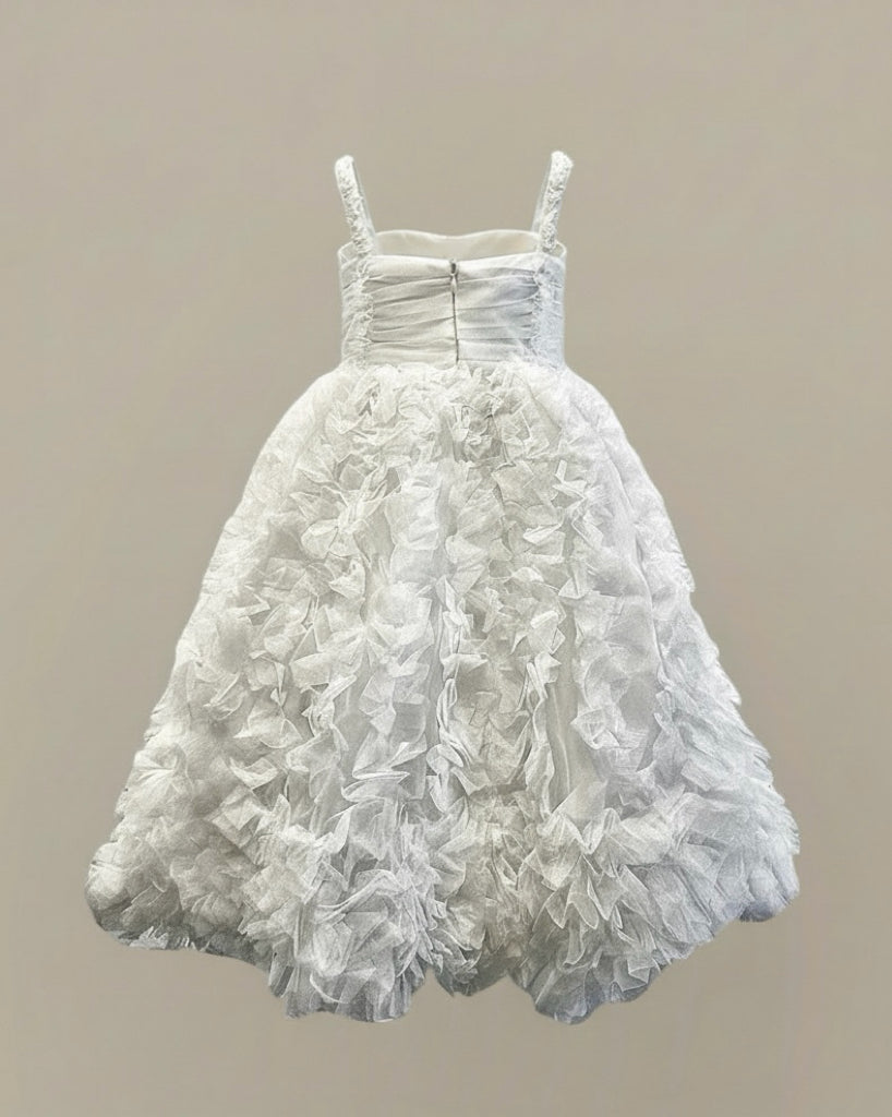 Soft Tulle Ruffle Tiered Dress - White & Ivory