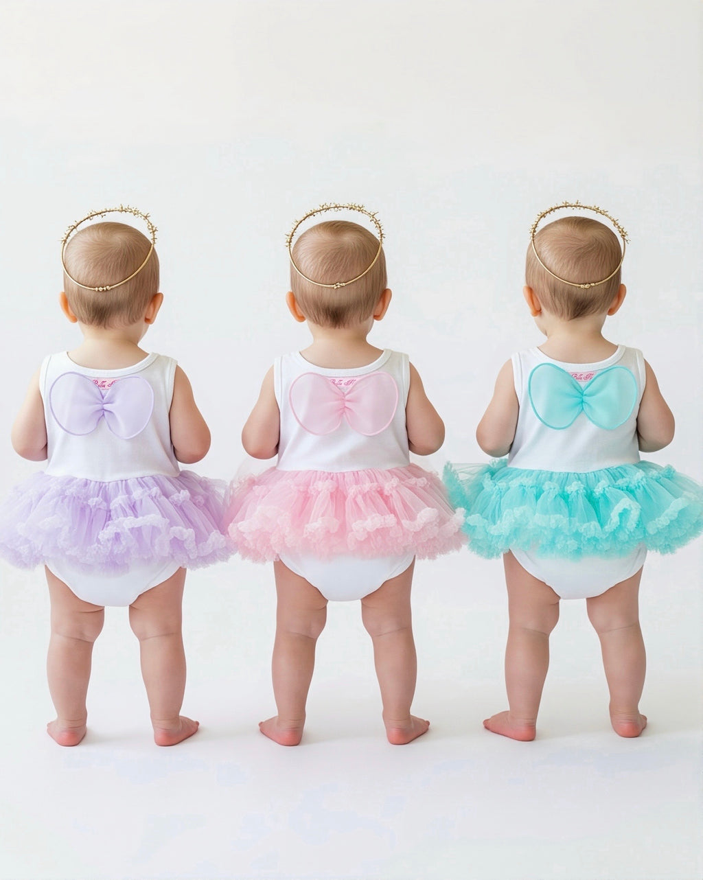 Baby Angel Wing Cotton Onesie Tutu Dress - Aqua Blue