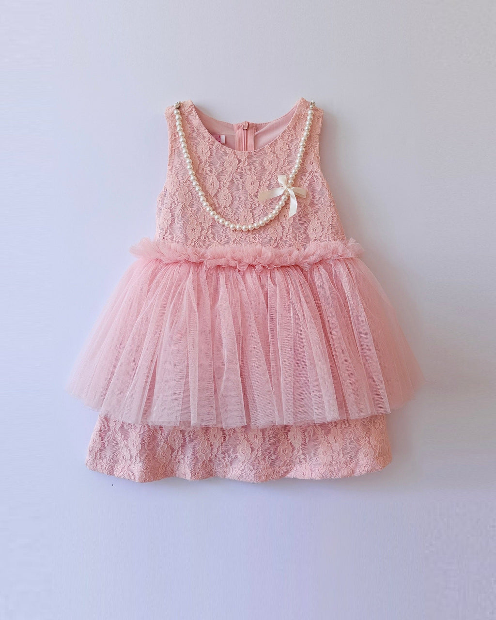Annette Lace Tutu Dress with Pearl Necklace