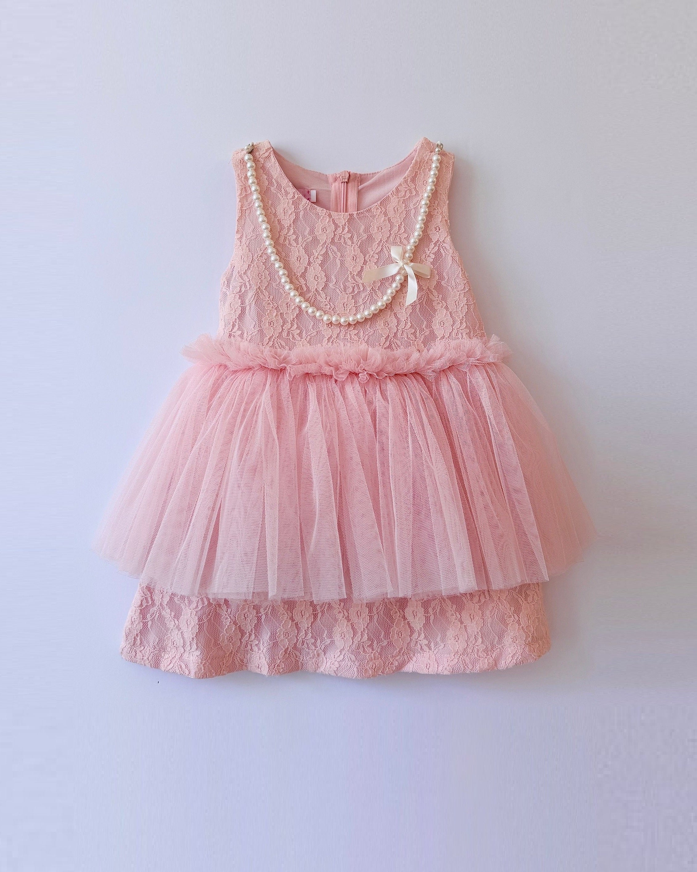 Annette Lace Tutu Dress with Pearl Necklace