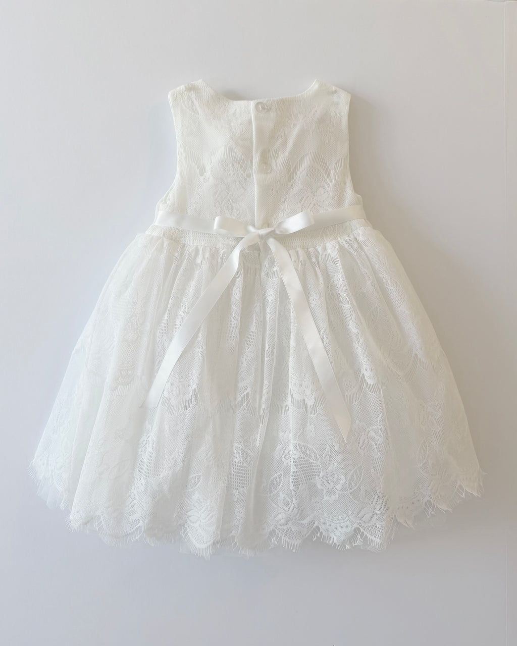Angel Chantilly Lace Cotton Dress - White