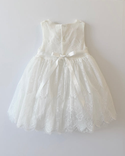 Angel Chantilly Lace Cotton Dress - White