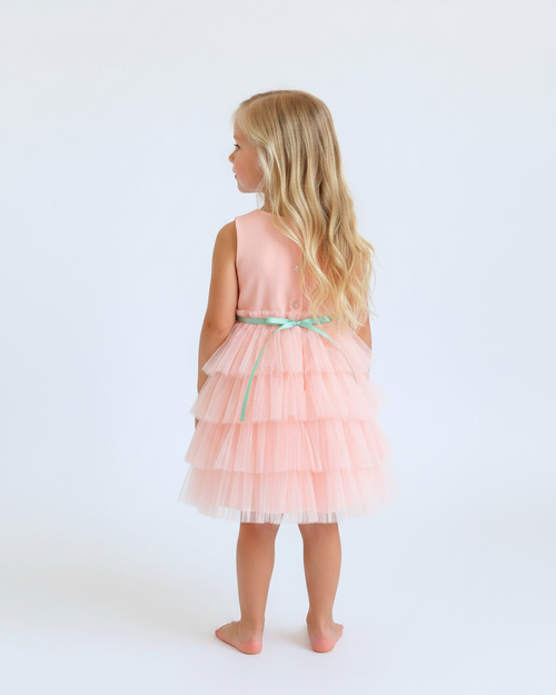 Amber Chiffon with Crumb Catcher Tulle Dress