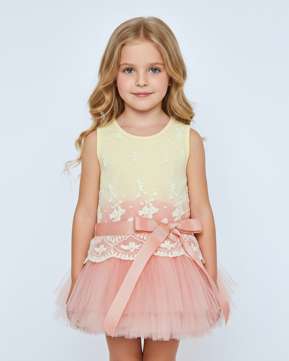Ashley Cotton and Lace Drop Waist Dress