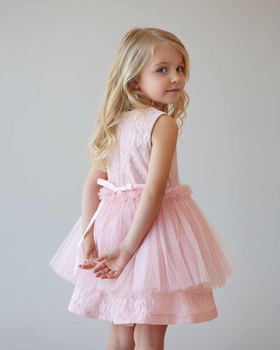 Annette Lace Tutu Dress with Pearl Necklace