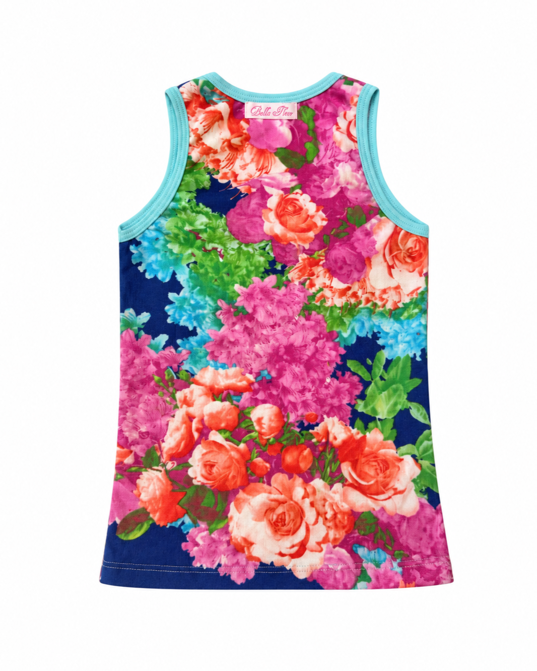 Toddler Girls' Floral Royal Blue Tank Top