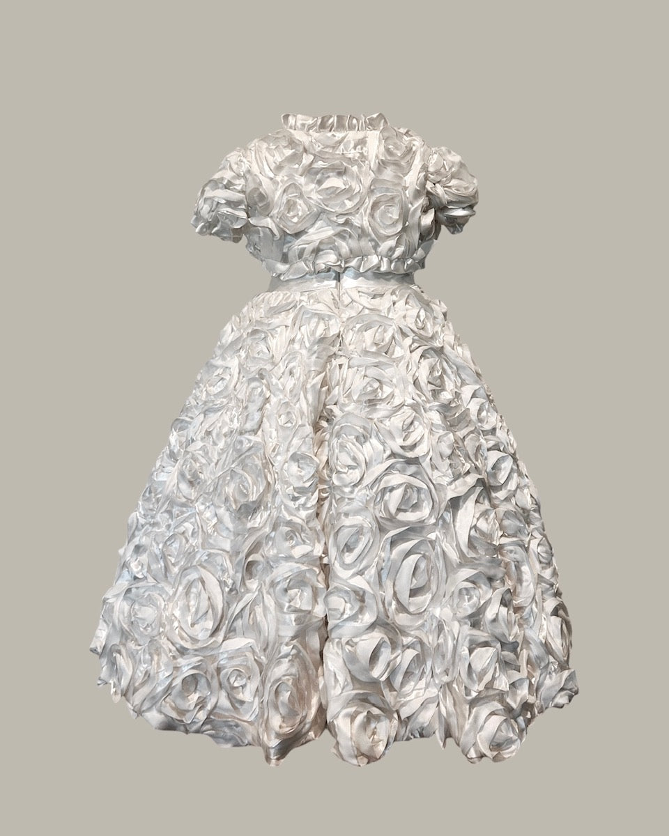 Satin Rose Swirl Dress with Matching Bolero Jacket