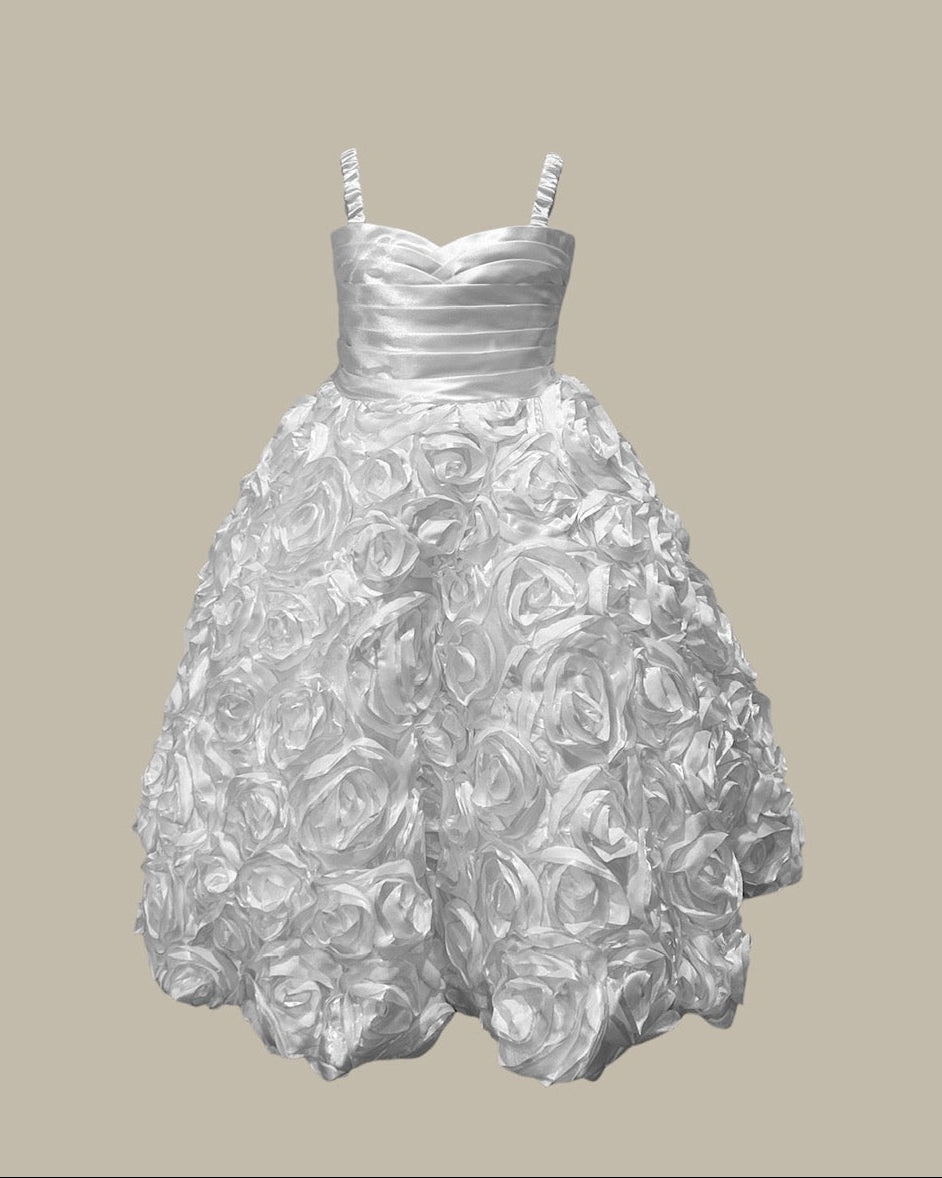 Satin Rose Swirl Dress with Matching Bolero Jacket