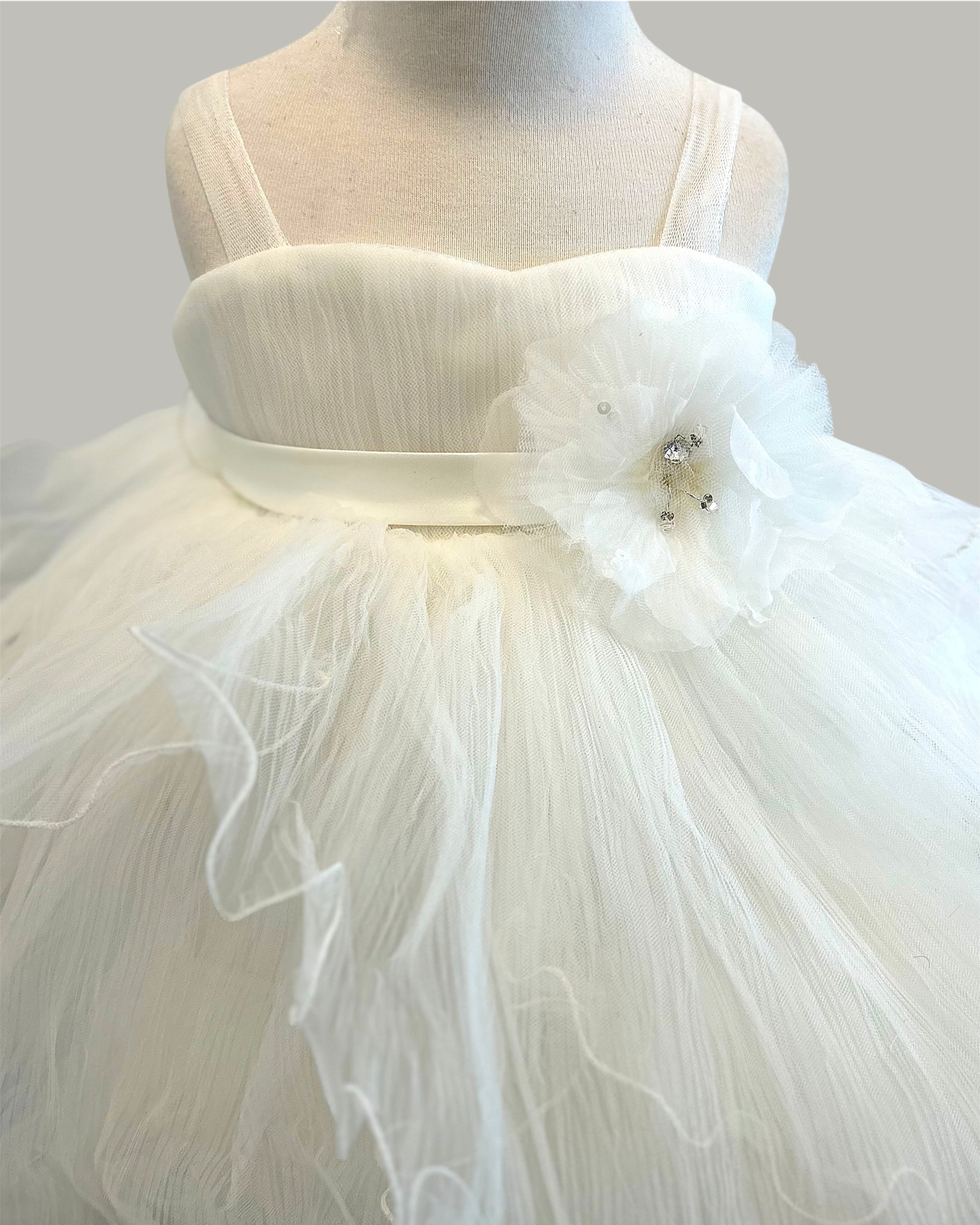 Mini Gigi Pleated Tulle Fairy Dress with Empire Waist
