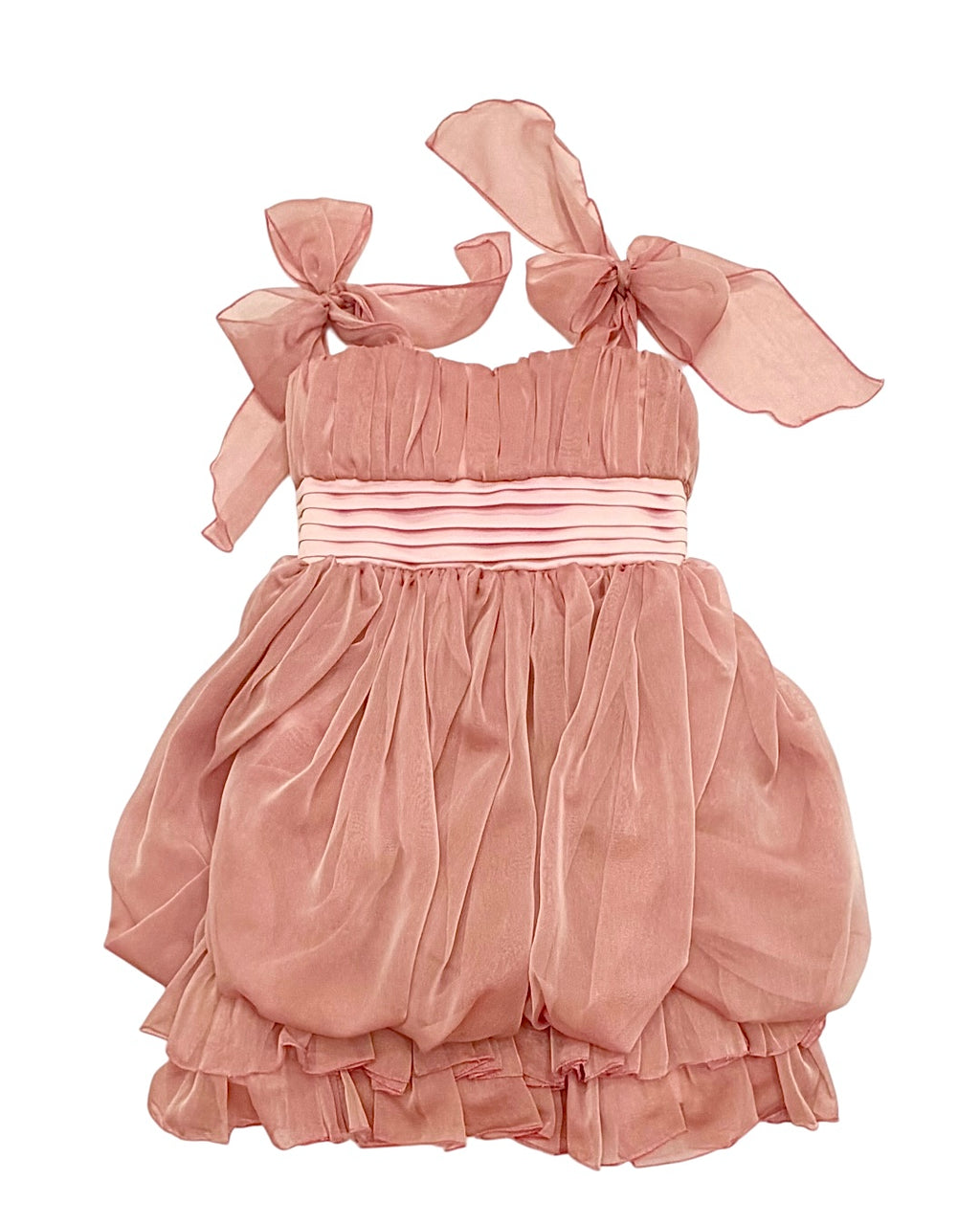 Organza Self-Tie Bubble Party Dress
