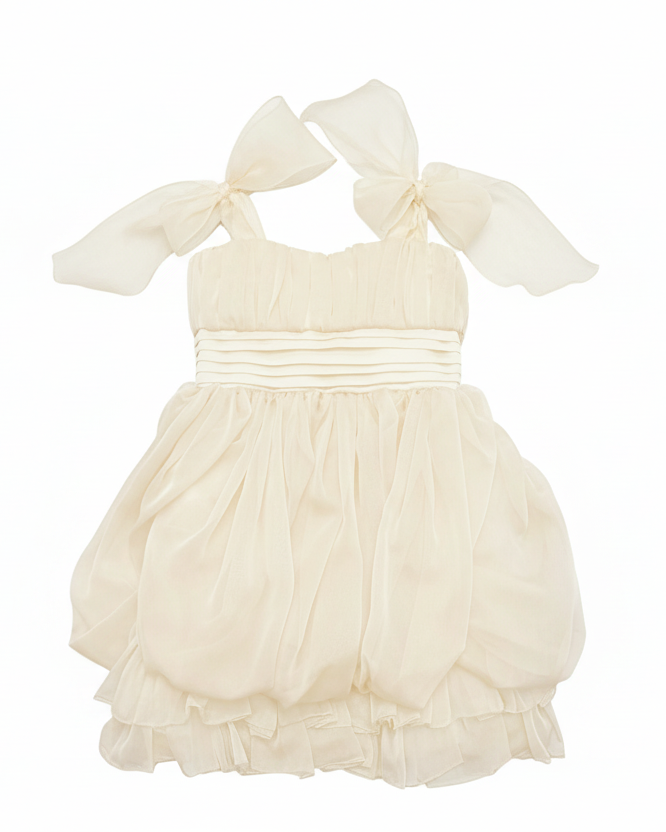 Organza Self-Tie Bubble Party Dress