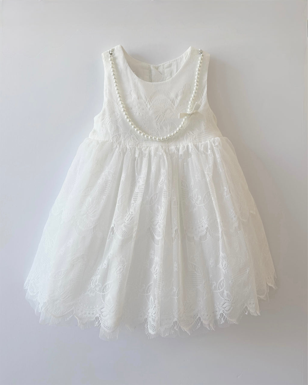 Angel Chantilly Lace Cotton Dress - White