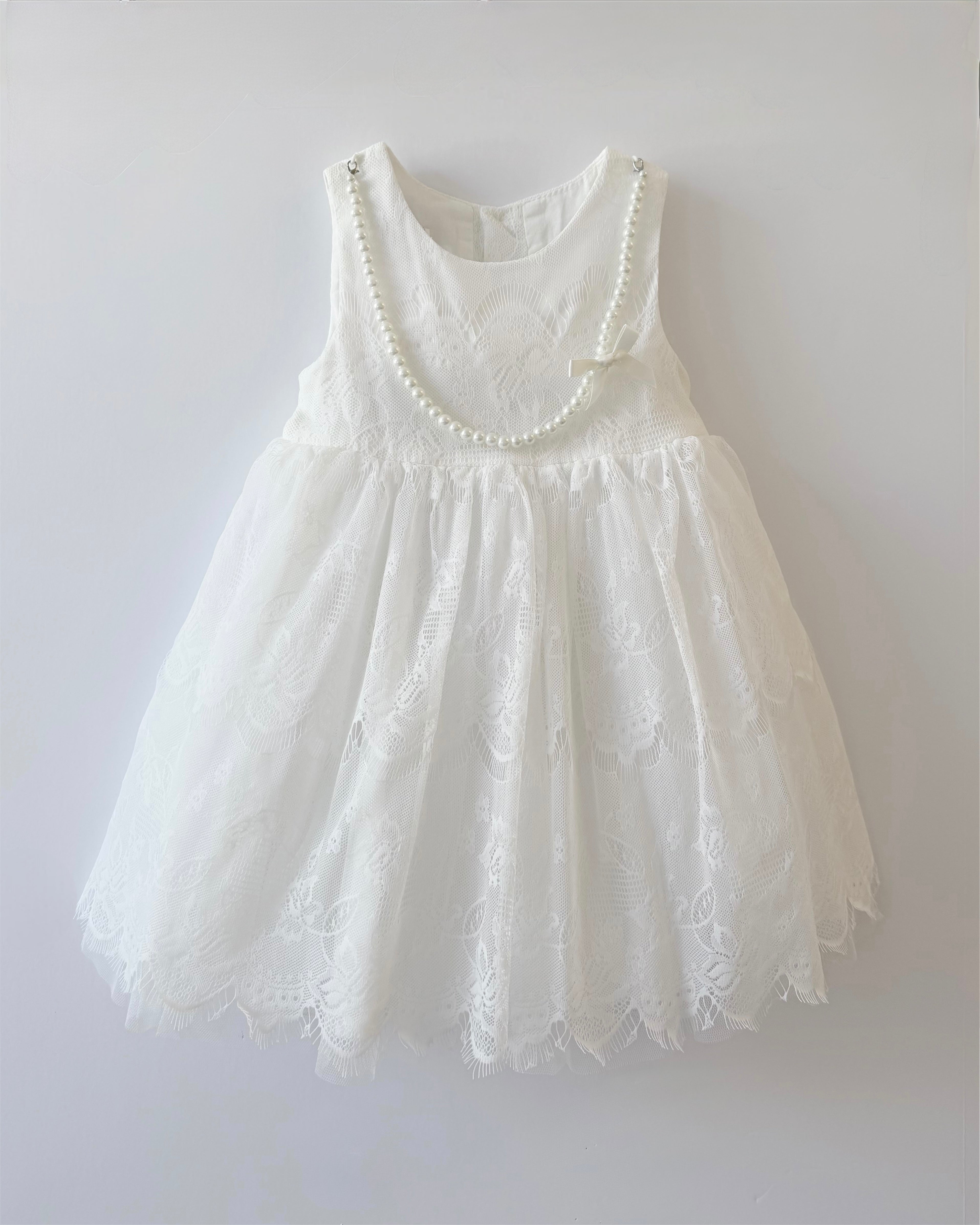 Angel Chantilly Lace Cotton Dress - White