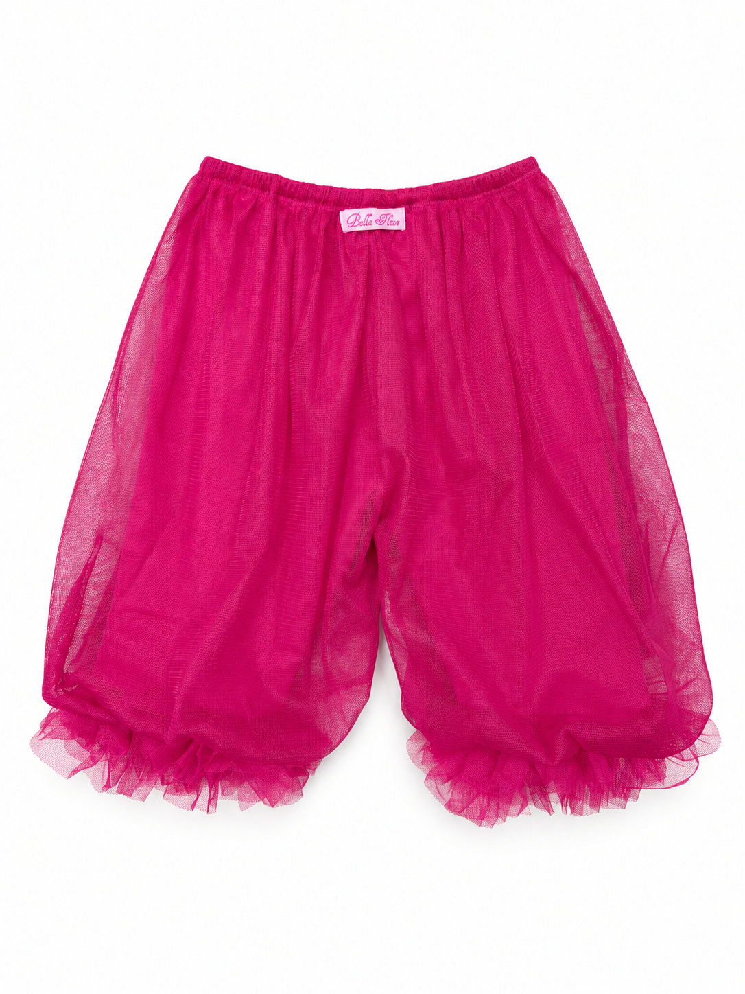 Toddler Girls’ Cotton Balloon Capri Pants with Tulle Overlay - Raspberry Red