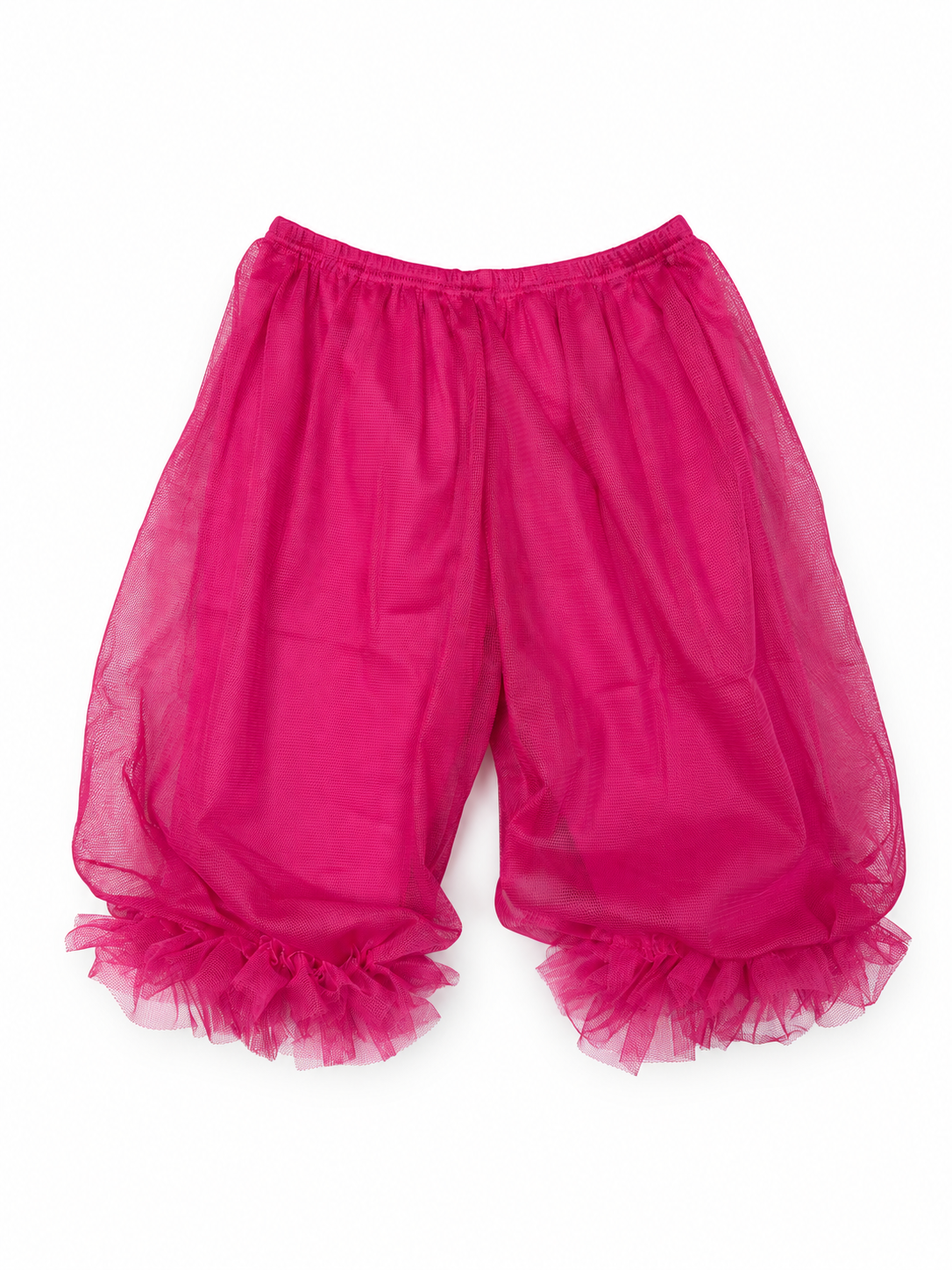 Toddler Girls’ Cotton Balloon Capri Pants with Tulle Overlay - Raspberry Red